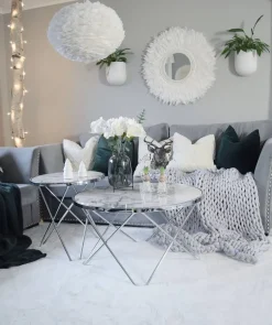 Beliani Sohvapoyta Metalli Marmorikuvio Valkoinen/Hopea Meridian Ii Hot