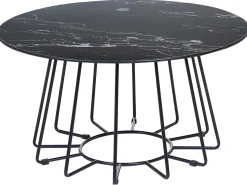 Beliani Sohvapoyta Metalli Marmorikuvio Musta Bernie Best