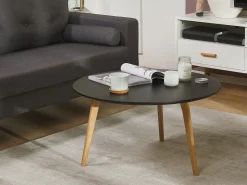 Beliani Sohvapoyta Musta/Vaalea Puu Tennessee Online