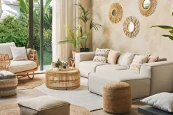 Beliani Sohvapoyta Rottinki Luonnonvari Limni Hot