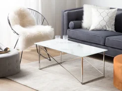 Beliani Sohvapoyta Ruostumaton Teras Marmorikuvio Valkoinen/Hopea Emporia Shop