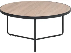 Beliani Sohvapoytasetti Vaalea Puu/Musta 3 Kpl Melody Sale