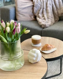 Beliani Sohvapoytasetti Vaalea Puu/Musta 3 Kpl Melody Sale