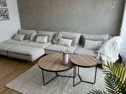 Beliani Sohvapoytasetti Vaalea Puu/Musta 3 Kpl Melody Sale