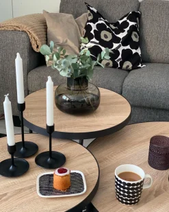 Beliani Sohvapoytasetti Vaalea Puu/Musta 3 Kpl Melody Sale