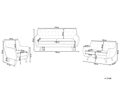 Beliani Sohvaryhma Samettinen Vaaleanharmaa Bodo Fashion
