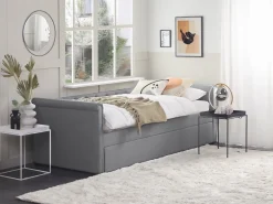 Beliani Sohvasanky Kangas Lisavuode Vaaleanharmaa 90 X 200 Cm Libourne Outlet