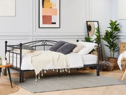 Beliani Sohvasanky Metalli Levitettava Musta 90/180 X 200 Cm Tulle Shop