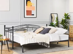 Beliani Sohvasanky Metalli Levitettava Musta 80/160 X 200 Cm Tulle New