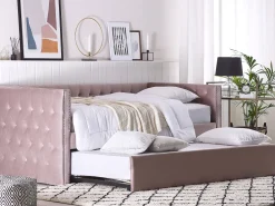 Beliani Sohvasanky Sametti Lisavuode Vaaleanpunainen 90 X 200 Cm Gassin Online