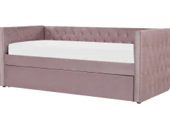 Beliani Sohvasanky Sametti Lisavuode Vaaleanpunainen 90 X 200 Cm Gassin Online