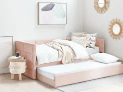 Beliani Sohvasanky Sametti Lisavuode Pastellipinkki 90 X 200 Cm Chavonne Outlet