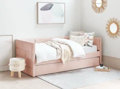 Beliani Sohvasanky Sametti Lisavuode Pastellipinkki 90 X 200 Cm Chavonne Outlet