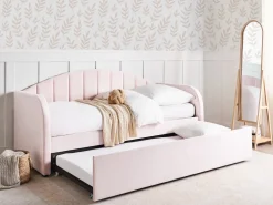 Beliani Sohvasanky Sametti Lisavuode Pastellipinkki 90 X 200 Cm Eyburie Shop