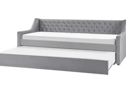 Beliani Sohvasanky Sametti Lisavuode Vaaleanharmaa 90 X 200 Cm Montargis Clearance