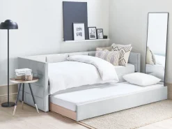 Beliani Sohvasanky Sametti Lisavuode Vaaleanharmaa 90 X 200 Cm Chavonne Flash Sale