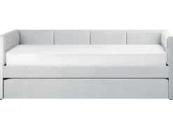 Beliani Sohvasanky Sametti Lisavuode Vaaleanharmaa 90 X 200 Cm Chavonne Flash Sale