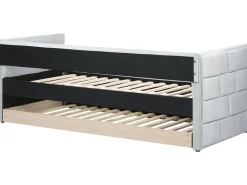 Beliani Sohvasanky Sametti Lisavuode Vaaleanharmaa 90 X 200 Cm Chavonne Flash Sale