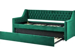 Beliani Sohvasanky Sametti Lisavuode Smaragdinvihrea 90 X 200 Cm Montargis Best Sale