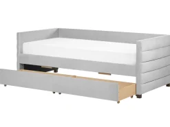 Beliani Sohvasanky Sametti Säilytystila Vaaleanharmaa 90 X 200 Cm Marray Discount