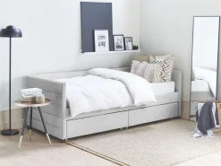 Beliani Sohvasanky Sametti Säilytystila Vaaleanharmaa 90 X 200 Cm Marray Discount