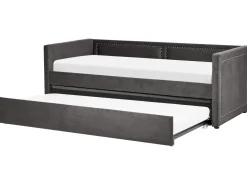 Beliani Sohvasanky Vakosametti Lisavuode Tummanharmaa 90 X 200 Cm Mimizan Cheap