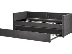 Beliani Sohvasanky Vakosametti Lisavuode Tummanharmaa 90 X 200 Cm Mimizan Cheap