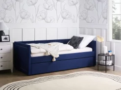 Beliani Sohvasanky Vakosametti Lisavuode Laivastonsininen 90 X 200 Cm Mimizan Discount