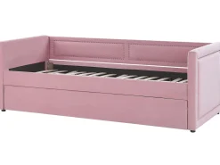 Beliani Sohvasanky Vakosametti Lisavuode Vaaleanpunainen 90 X 200 Cm Mimizan New