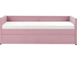 Beliani Sohvasanky Vakosametti Lisavuode Vaaleanpunainen 90 X 200 Cm Mimizan New