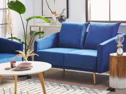 Beliani Sohvasetti Samettinen Laivastonsininen Maura New