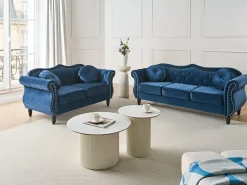 Beliani Sohvasetti Samettinen Sininen Skien Cheap