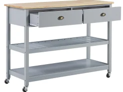 Beliani Tarjoiluvaunu 2 Laatikkoa Vaalea Puu/Harmaa Navarino Best Sale