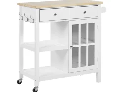 Beliani Tarjoiluvaunu 2 Laatikkoa Kaappi Vaalea Puu/Valkoinen Genoa Online