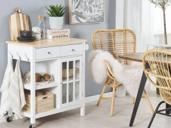 Beliani Tarjoiluvaunu 2 Laatikkoa Kaappi Vaalea Puu/Valkoinen Genoa Online