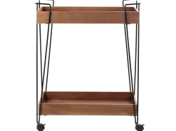 Beliani Tarjoiluvaunu Keisaripuu/Metalli Tumma Puu/Musta Balme Cheap