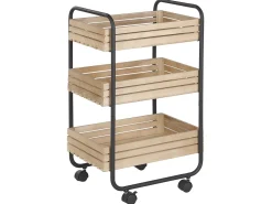 Beliani Tarjoiluvaunu Keisaripuu/Rauta Vaalea Puu/Musta Formia Clearance