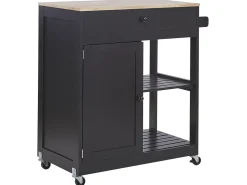 Beliani Tarjoiluvaunu Laatikko Kaappi Vaalea Puu/Musta Trapani Online