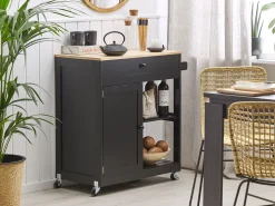Beliani Tarjoiluvaunu Laatikko Kaappi Vaalea Puu/Musta Trapani Online