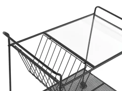 Beliani Tarjoiluvaunu Lasitasolla Metalli Musta Alamo Hot