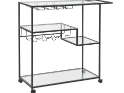 Beliani Tarjoiluvaunu Lasitasolla Rauta Musta Marcola Shop