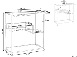 Beliani Tarjoiluvaunu Lasitasolla Rauta Musta Marcola Shop