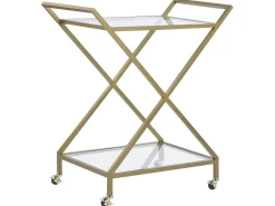 Beliani Tarjoiluvaunu Lasitasolla Rauta Kirkas/Kulta Ivera Cheap