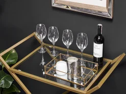 Beliani Tarjoiluvaunu Lasitasolla Rauta Kirkas/Kulta Ivera Cheap