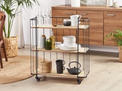 Beliani Tarjoiluvaunu Vaalea Puu/Musta Gabbs Sale