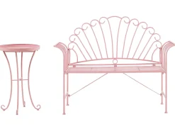 Beliani Terassipenkki Ja Poyta Metalli Vaaleanpunainen Cavinia Online