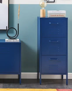 Beliani Toimistokaappi Teras 3 Laatikkoa Laivastonsininen Wostok New