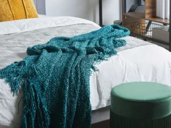 Beliani Torkkupeitto Kangas Smaragdinvihrea 150 X 200 Cm Hamat New