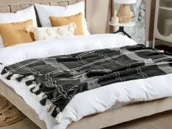 Beliani Torkkupeitto Puuvilla Musta 130 X 170 Cm Kulac Online