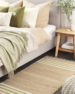 Beliani Torkkupeitto Puuvilla Oliivinvihrea 125 X 150 Cm Yarsa Flash Sale